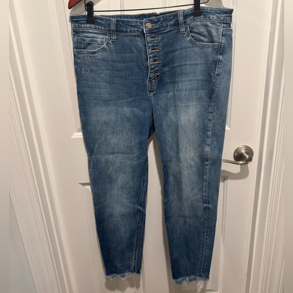 Bridge by Gly Mid Rise Ankle Skinny Blue Jeans Size 34 - Picture 1 of 12